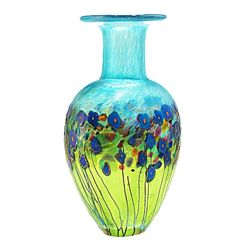 Blue Poppy Posey Classic Vase in shades of blue and green